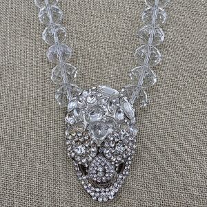 Sparkling Rockstar In Rome Vintage Crystal Skull Statement Necklace